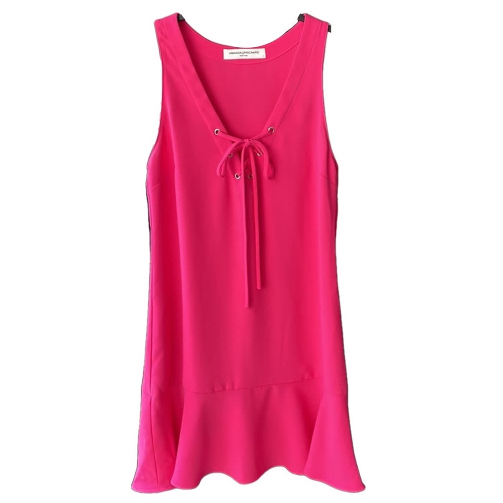 Amanda Uprichard Hot Pink Lace up Shift Dress